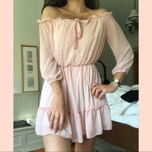 Flouncy Pink Peasant Dress